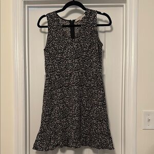 LOFT Black and White A-Line Mini Dress